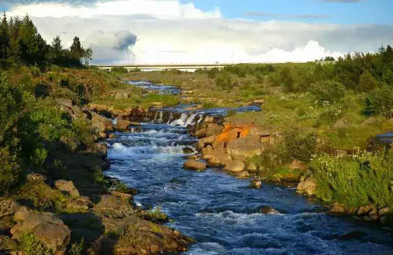 Elliðaá river on a sunny day